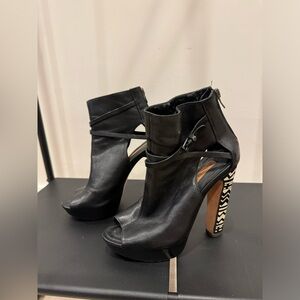 Real Leather BCBGmaxazria black and white booties